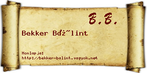 Bekker Bálint névjegykártya