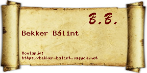 Bekker Bálint névjegykártya